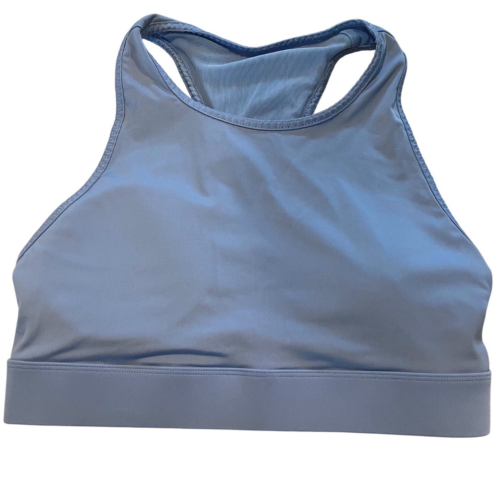 Fabletics Sports Bra Womens Medium Blue Racerback High Neck Mesh Activewear